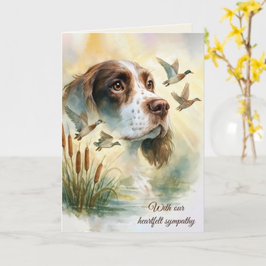Sympathy Springer Spaniel Dog With Cattails Kaart (Gele Bloem)