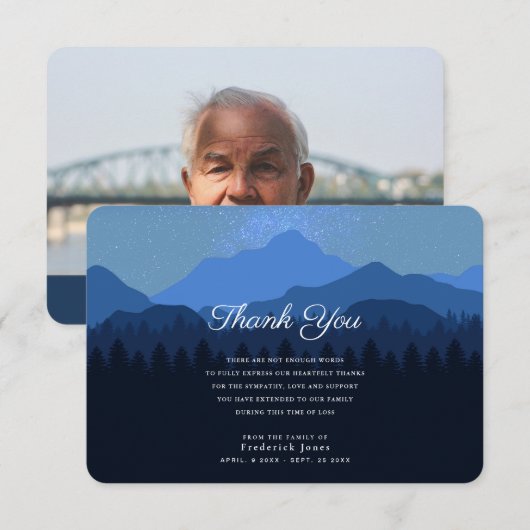 Sympathy Starry Mountain Night Bedankkaart (Voorkant / Achterkant)