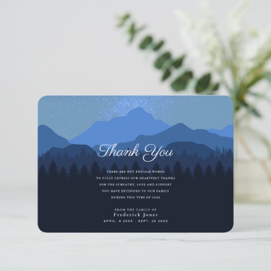 Sympathy Starry Mountain Night Bedankkaart (Staand voorkant)