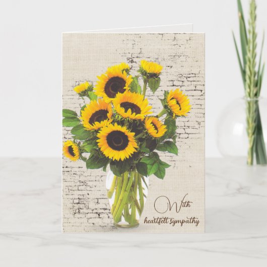 Sympathy Sunflower Bouquet on Brick Kaart (Voorkant)