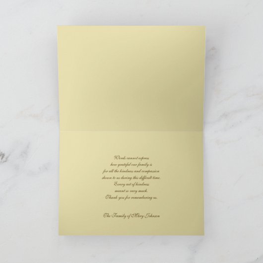 Sympathy Thank You Card - klassieke sympathie Bedankkaart (Binnen)