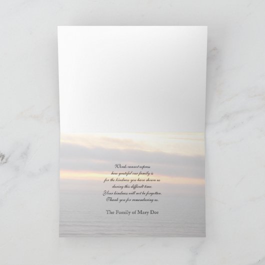 Sympathy Thank You Card - Sunset Dank u wel Bedankkaart (Binnen)
