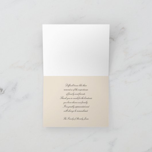 Sympathy Thank You Note Kaart - Classic Design (Binnen)