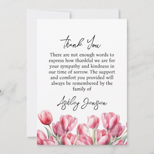 Sympathy Tulip Photo Funeral Thank You Card Bedankkaart (Achterkant)