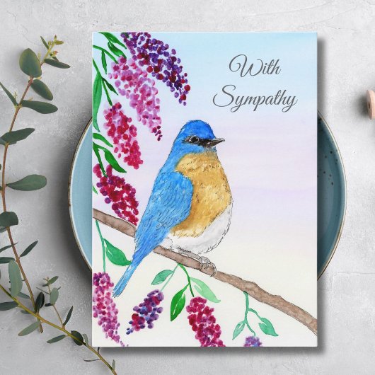 Sympathy Waterverf Bluebird in Wisteria Tree Kaart