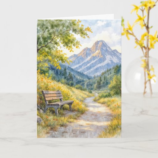 Sympathy Waterverf Mountain Bench Kaart (Gele Bloem)