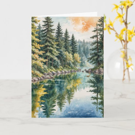 Sympathy Waterverf River in een bos Kaart (Gele Bloem)