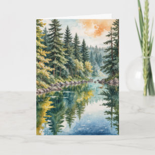 Sympathy Waterverf River in een bos Kaart