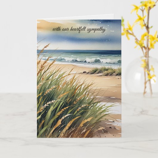 Sympathy Waterverf Strandgras en Ocean Scene Kaart (Gele Bloem)