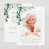 Sympathy White Magnolia Bloemen Fotobegrafenis Bedankkaart (Voorkant / Achterkant)