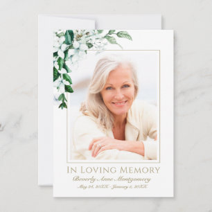 Sympathy White Magnolia Bloemen Fotobegrafenis Bedankkaart