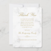 Sympathy White Marble Gold Script Fotobegrafenis Bedankkaart (Achterkant)