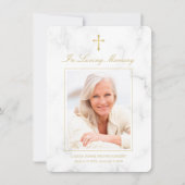Sympathy White Marble Gold Script Fotobegrafenis Bedankkaart (Voorkant)