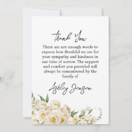 Sympathy White Rose Photo Funeral Thank You Card Bedankkaart