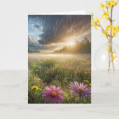 Sympathy Wildflower Field met regendruppels Kaart (Gele Bloem)