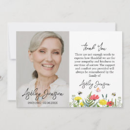 Sympathy Wildflower Photo Funeral Thank You Card Bedankkaart