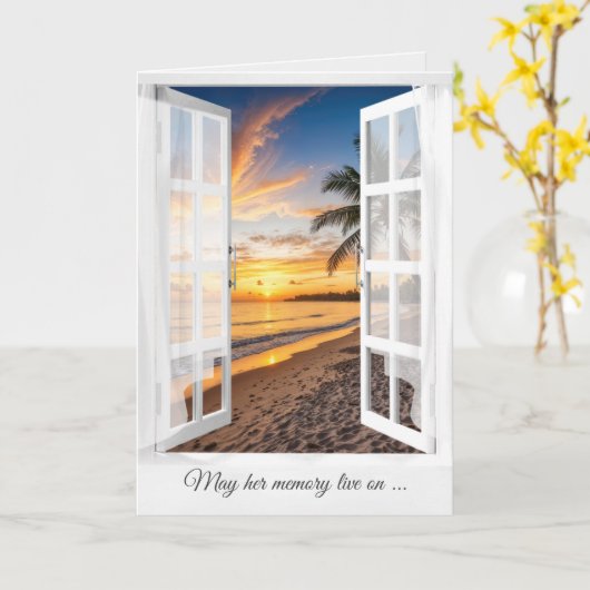 Sympathy Window met zonsopgang aan het strand Kaart (Gele Bloem)