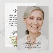 Sympathy Zinnia Photo Funeral Thank You Card Bedankkaart (Voorkant / Achterkant)