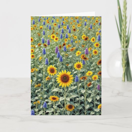 Sympathy Zonnebloem en Wildflower Field Kaart (Voorkant)