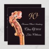 SYMPHONIE CLASSIC MUZIEK AFSTUDEREN MONOGRAM bruin Kaart (Voorkant / Achterkant)