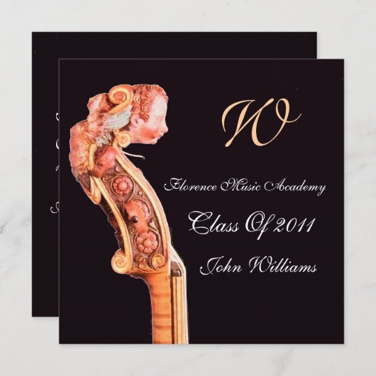 SYMPHONIE CLASSIC MUZIEK AFSTUDEREN MONOGRAM bruin Kaart (Voorkant / Achterkant)