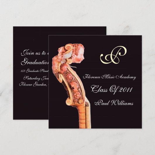 SYMPHONIE CLASSIC MUZIEK AFSTUDEREN MONOGRAM KAART (Voorkant / Achterkant)