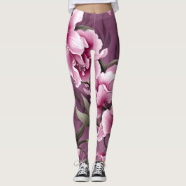 Symphoniepatroon van orchideeën leggings