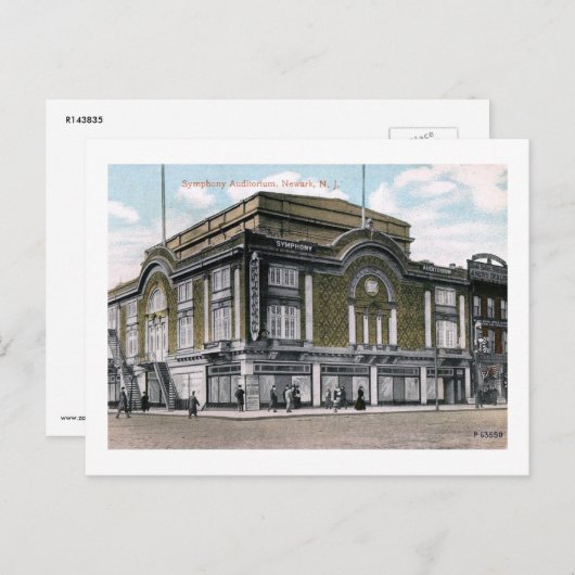 Symphony Auditorium, Newark NJ 1915  Briefkaart (Voorkant / Achterkant)