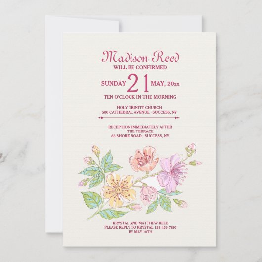 Symphony Floral Invitation Kaart (Voorkant)