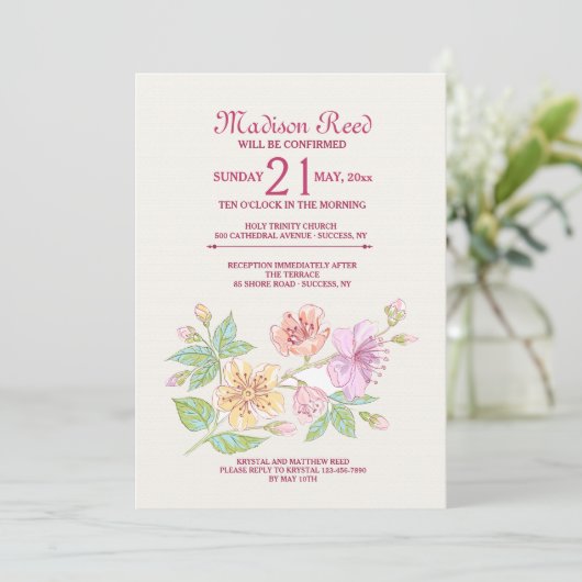 Symphony Floral Invitation Kaart (Staand voorkant)