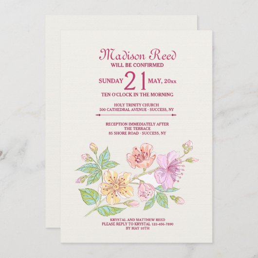 Symphony Floral Invitation Kaart (Voorkant / Achterkant)