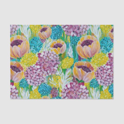 Symphony Hydrangea Papaver Bloemen Weefsel Papier (Voorkant)