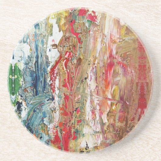 Symphony of Chaos - Abstract palet van echte artie Zandsteen Onderzetter (Voorkant)