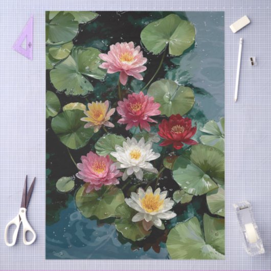 Symphony of Water Lilies Decoupage Tissuepapier (Craft)