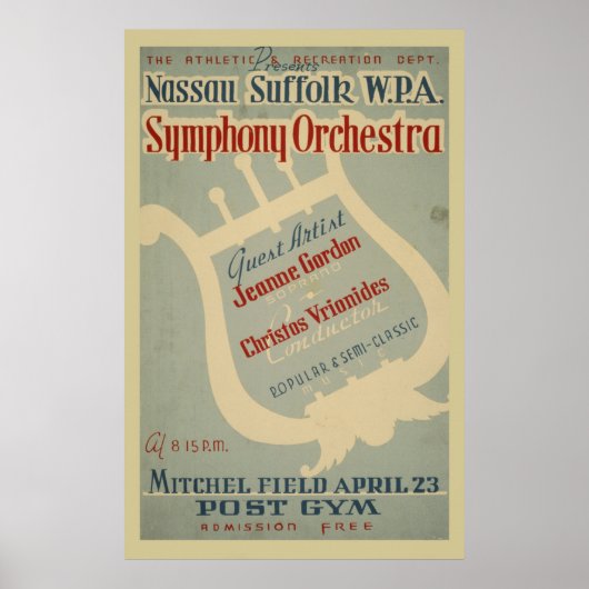 Symphony Orchestra WPA  Music Poster (Voorkant)