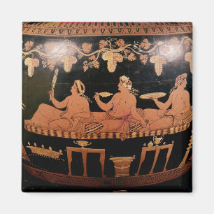 Symposium met drie mannen die kataboes spelen magneet