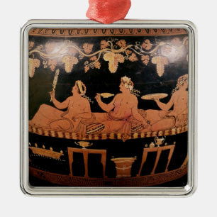 Symposium met drie mannen die kataboes spelen metalen ornament