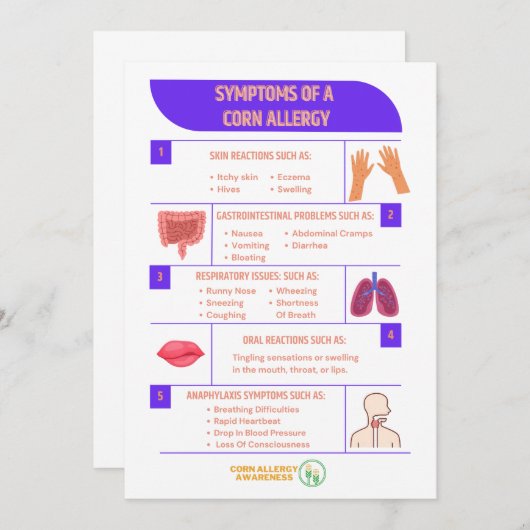 Symptomen van een maïs allergie 5x7 Kaarten (Voorkant / Achterkant)