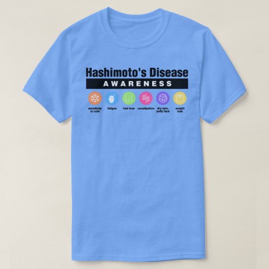 Symptomen van Hashimotos Disease Disability Awaren T-shirt (Design voorkant)