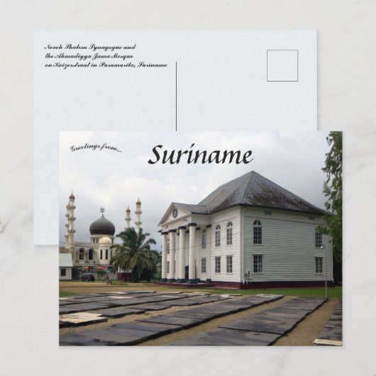 Synagoge en Moskee Paramaribo Suriname Briefkaart (Voorkant / Achterkant)