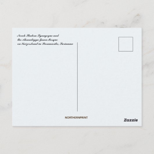 Synagoge en Moskee Paramaribo Suriname Briefkaart (Achterkant)