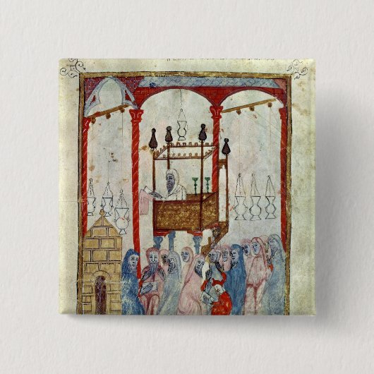 Synagogue, c.1350, Noord-Spanje Vierkante Button 5,1 Cm (Voorkant)