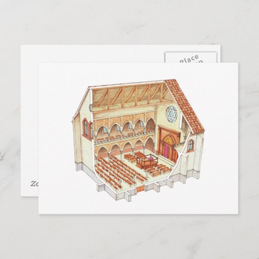 Synagogue. Vijftiende eeuw. Midden-Europa Briefkaart (Voorkant / Achterkant)