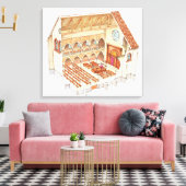 Synagogue. Vijftiende eeuw. Midden-Europa Canvas Afdruk (Insitu (Woonkamer))