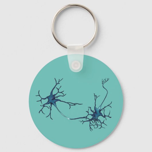 Synaps tussen neuronen, neurowetenschap neuron sleutelhanger (Voorkant)