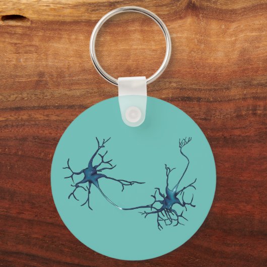 Synaps tussen neuronen, neurowetenschap neuron sleutelhanger (Voorkant)