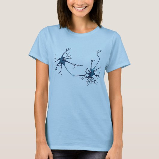 Synaps tussen neuronen, neurowetenschap neuron t-shirt (Voorkant)