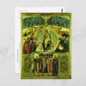 Synaxis van het Theotokos Orthodox Christelijk Ico Briefkaart (Voorkant / Achterkant)