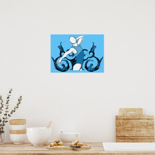 Synch Swimming Illustratie Poster (Keuken)