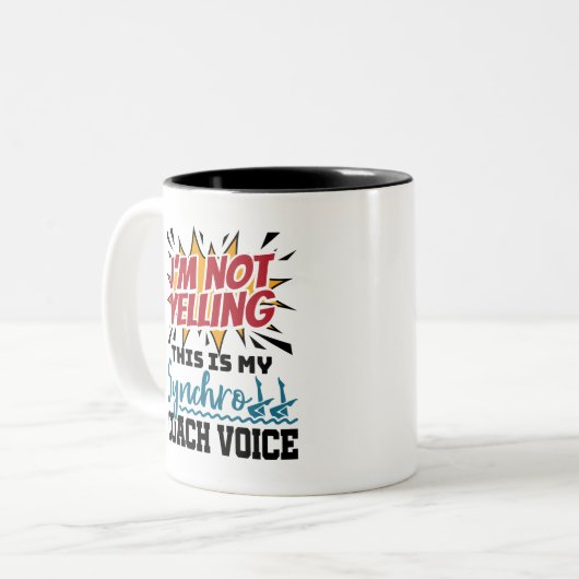 Synchrome zwemsynchrone coach tweekleurige koffiemok (Voorkant links)